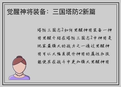 觉醒神将装备：三国塔防2新篇